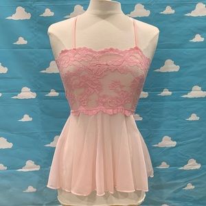 Pink Lingerie Lace Halter Top
